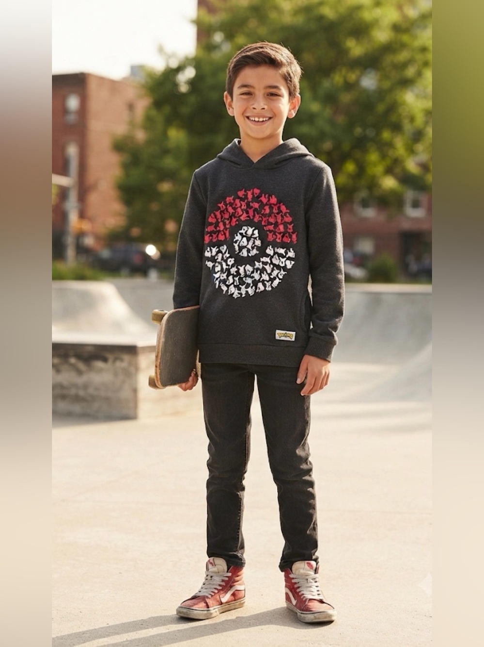 Pokémon Poké Ball Hoodie | Boys Size 10 | Charcoal Gray | Graphic Pullover